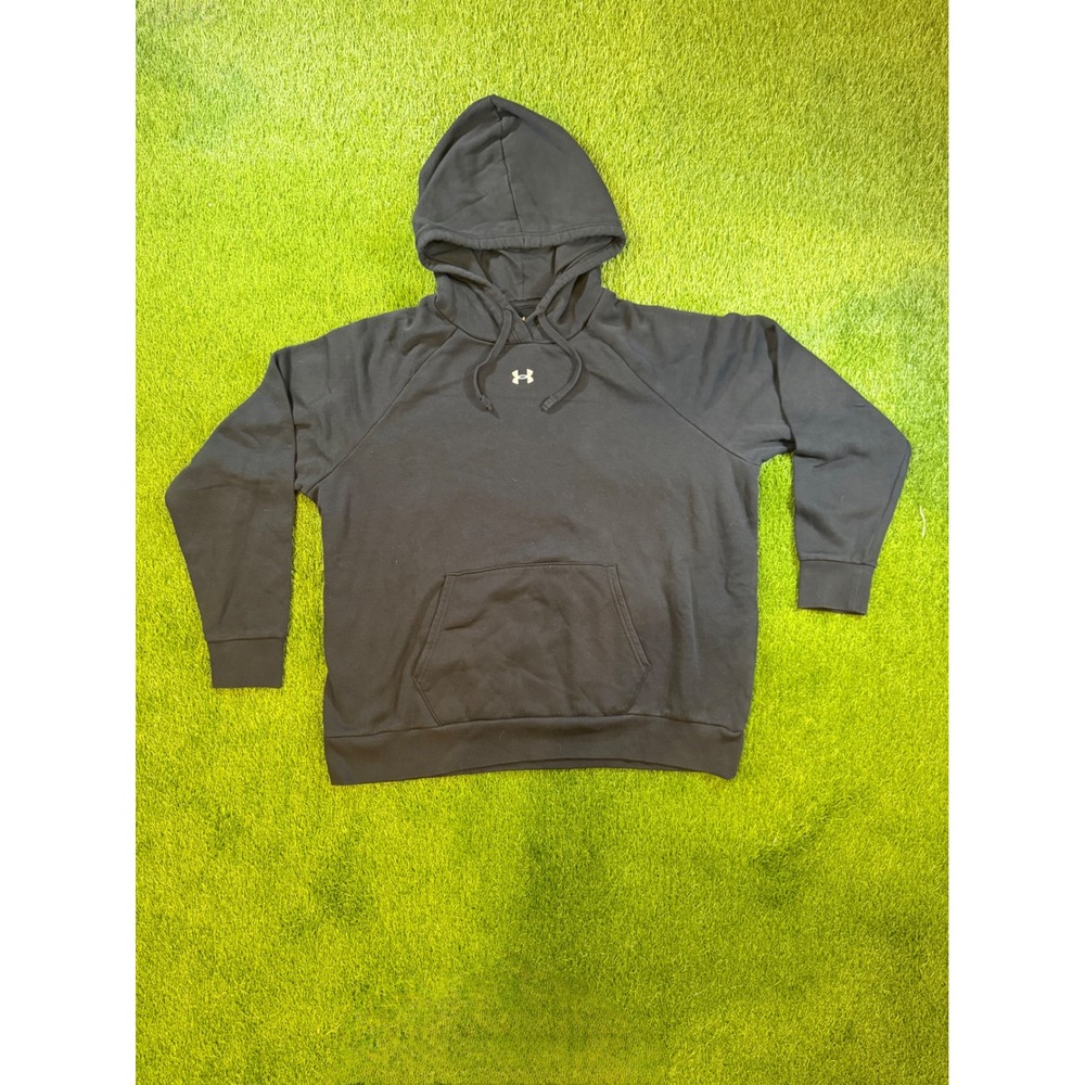 Under Armour Mens Rival Fleece Hoodie Black Raglan Sweatshirt 2XL